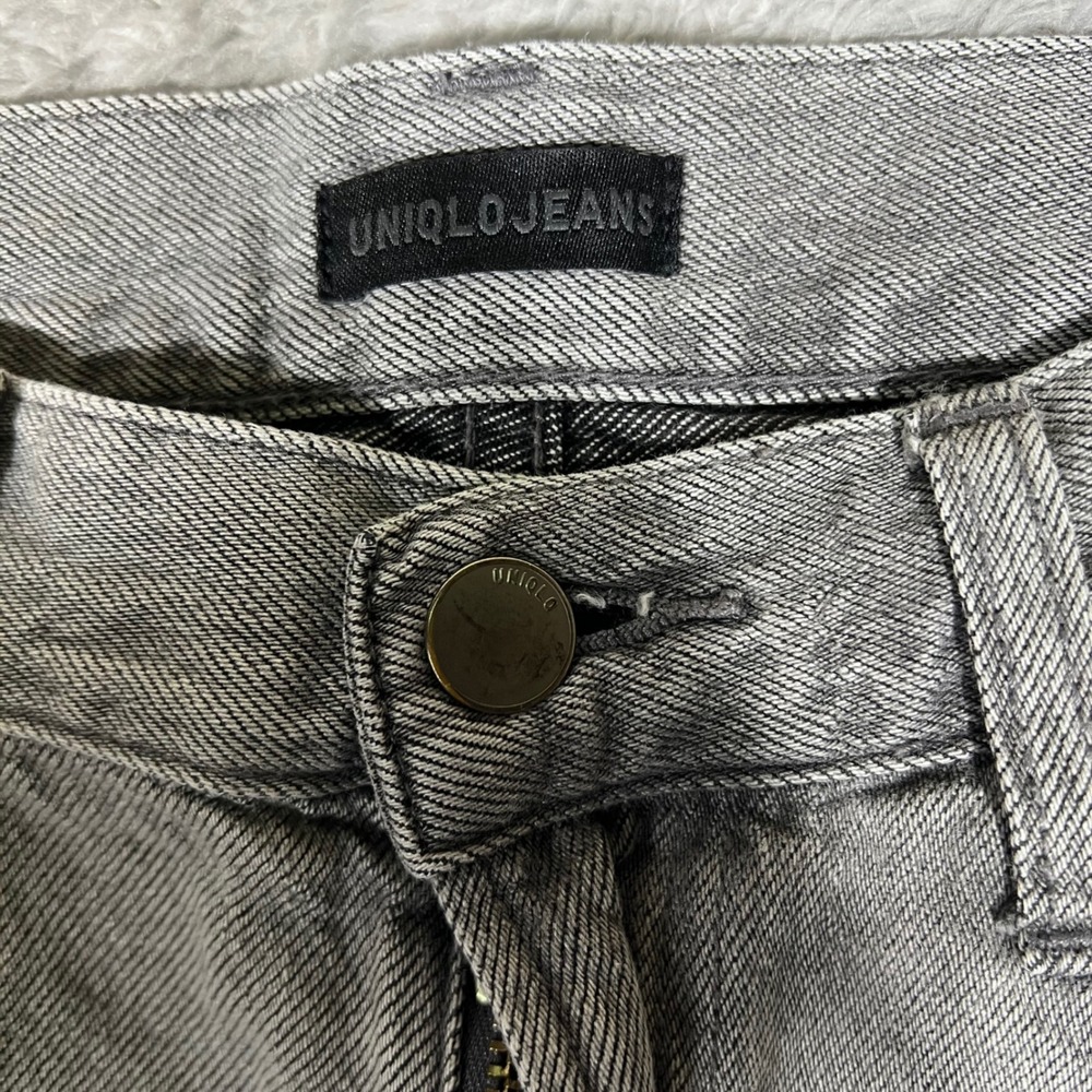 Uniqlo Jeans Womens 24 Gray Wide Leg High Rise Denim Pants Baggy - Picture 3 of 8